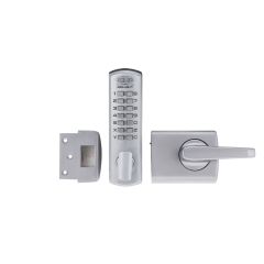 DX DIGITAL KEYPAD WITH 002 DEADLATCH WITH LEVER TP Satin Chrome