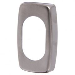 BRASS RECTANGULAR ESCUTCHEON WITH OVAL CYLINDER HOLE Satin Chrome