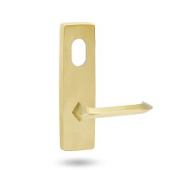 1801 EXT SQUARE END PLATE WITH CYL HOLE & LEVER 116 Polished Brass Unlacquered