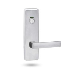 1814 SQUARE END PLATE WITH PRIVACY INDICATOR EMERGENCY TURN & 101 LEVER Satin Chrome