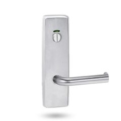1814 SQUARE END PLATE WITH PRIVACY INDICATOR EMERGENCY TURN & 102 LEVER Satin Chrome