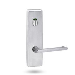 1814 SQUARE END PLATE WITH PRIVACY INDICATOR EMERGENCY TURN & 118 LEVER Satin Chrome