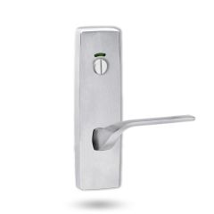 1814 SQUARE END PLATE WITH PRIVACY INDICATOR EMERGENCY TURN & 122 LH LEVER Satin Chrome