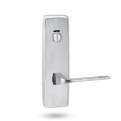1814 SQUARE END PLATE WITH PRIVACY INDICATOR EMERGENCY TURN & 123 LEVER Satin Chrome