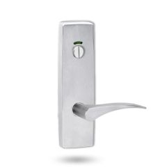 1814 SQUARE END PLATE WITH PRIVACY INDICATOR EMERGENCY TURN & 153 LH LEVER Satin Chrome