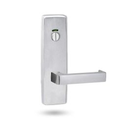 1814 SQUARE END PLATE WITH PRIVACY INDICATOR EMERGENCY TURN & 142 LEVER Satin Chrome