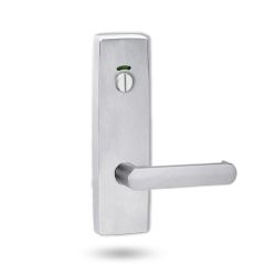 1814 SQUARE END PLATE WITH PRIVACY INDICATOR EMERGENCY TURN & 166 LEVER Satin Chrome