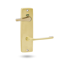1814 SQUARE END PLATE WITH PRIVACY INDICATOR EMERGENCY TURN & 115 LEVER Polished Brass