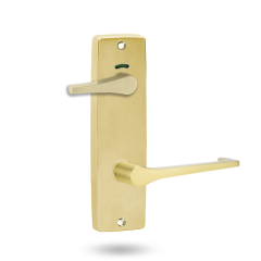 1941 SQUARE END PLATE PRIVACY IND DISABLED TURN & 145 LEVER Satin Brass