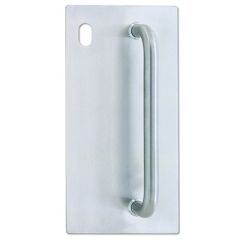 208 EXTERIOR PLATE WITH CYLINDER HOLE & P4 PULL HANDLE LH Satin Stainless