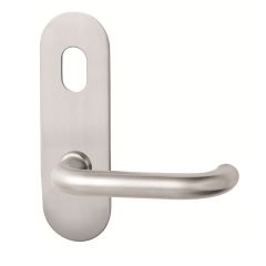212 EXTERIOR PLATE WITH CYLINDER HOLE & FIXED 96 LEVER LH Satin Stainless Steel