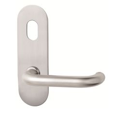 212 EXTERIOR PLATE WITH CYLINDER HOLE & FIXED 96 LEVER RH Satin Stainless Steel
