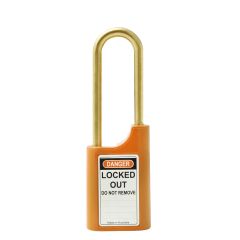 215P 40MM POLY PADLOCK 50MM BRASS 6MM DIA SHACKLE - ORANGE 6KA TP No Finish