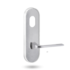 2801 ROUND END PLATE WITH CYLINDER HOLE & 123 LEVER Satin Chrome