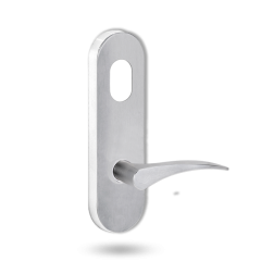 2801 ROUND END PLATE WITH CYLINDER HOLE & 153 LH LEVER Satin Chrome