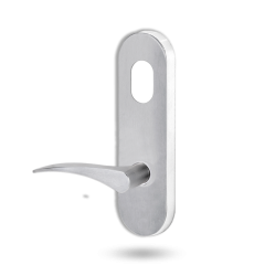 2801 ROUND END PLATE WITH CYLINDER HOLE & 153 RH LEVER Satin Chrome