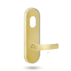 2801 ROUND END PLATE WITH CYLINDER HOLE & 47 LEVER LH Polished Brass Unlacquered