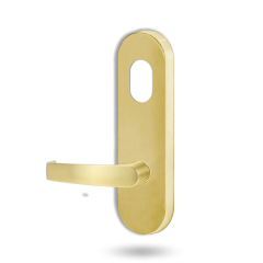 2801 ROUND END PLATE WITH CYLINDER HOLE & 47 LEVER RH Polished Brass Unlacquered
