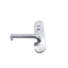 2814 ROUND END PLATE WITH PRIV INDICATOR EMERGENCY TURN & 102 LEVER Satin Chrome