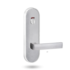 2814 ROUND END PLATE WITH PRIV INDICATOR EMERGENCY TURN & 101 LEVER Satin Chrome