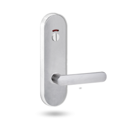 2814 ROUND END PLATE WITH PRIV INDICATOR EMERGENCY TURN & 106 LEVER Satin Chrome