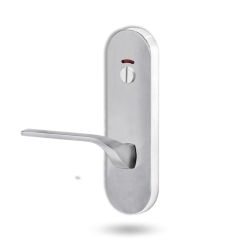 2814 ROUND END PLATE WITH PRIV INDICATOR EMERGENCY TURN & 122 RH LEVER Satin Chrome