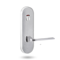 2814 ROUND END PLATE WITH PRIV INDICATOR EMERGENCY TURN & 123 LEVER Satin Chrome