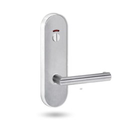 2814 ROUND END PLATE WITH PRIV INDICATOR EMERGENCY TURN & 155 LEVER Satin Chrome