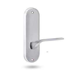 2905 ROUND END PLATE WITH 122 LH LEVER Satin Chrome