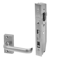 3540 - SHORT BACKSET MORTICE DEADLOCK & LEVER (FAB) NO CYLINDER Satin Chrome