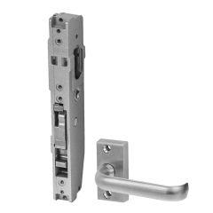 3541 - SHORT B'SET SLIDING DR LOCK & 45 DEG LEVER (FAB) Satin Chrome