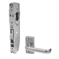 3541 - SHORT B'SET SLIDING DR LOCK&45 DEG LEVER NO CYLINDER (FAB) Satin Chrome