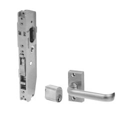 3541 - SHORT B'SET SLIDING DR LOCK CYL & LEVER (FAB) Satin Chrome