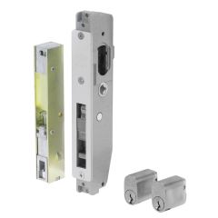 3541 - SHORT B'SET SLIDING DR LOCK DOUBLE CYL & LATCHING STRIKE(FAB) Satin Chrome