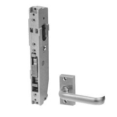 3542 - SHORT B'SET SLIDING DR LOCK & 45 DEG LEVER (FAB) Satin Chrome