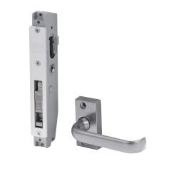 3542 - SHORT B'SET MORTICE DEADLOCK & 90 DEG LEVER LH (FAB) Satin Chrome