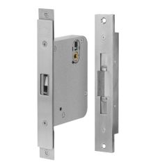 3573 MORTICE ESCAPE SLIDING DOOR LOCK WIDE STYLE ALUMINIUM FIXING 60mm BACKSET LEFT HAND Satin Chrome
