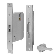 3573 - MORTICE SLIDING DOOR LOCK WITH ESCAPE TURN RH & LATCHING STRIKE Satin Chrome