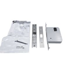 3573 MORTICE SLIDING DOOR LOCK WIDE STYLE ALUMINIUM FIXING WITH LATCHING STRIKE 60mm BACKSET Satin Chrome