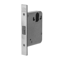 3573 MORTICE SLIDING DOOR LOCK THROUGH FIXABLE WITH LATCHING STRIKE 60mm BACKSET Satin Chrome