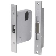 3573 MORTICE SLIDING DOOR LOCK WITH LATCHING STRIKE 60mm BACKSET Satin Chrome
