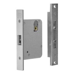 3573 - MORTICE SLIDING DOOR PRIMARY LOCK WITH ADAPTOR &LATCHING STRIKE Satin Chrome
