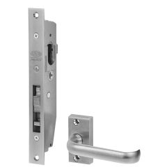 3741 - SHORT B'SET MORTICE DEADLOCK LEVER & LATCHING STRIKE (TIMBER) Satin Chrome