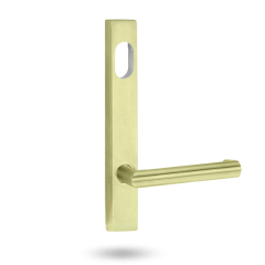 4801 EXT SQUARE END PLATE WITH CYLINDER HOLE & LEVER 155 Satin Brass