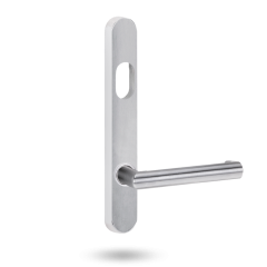 5601 ROUND END PLATE WITH CYLINDER HOLE & 155 LEVER Satin Chrome