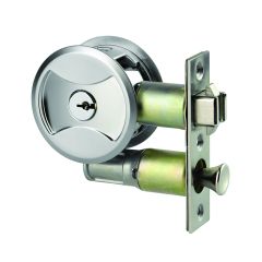 SYMMETRY ROUND CAVITY SLIDING DOOR ENTRANCE SET 5KA SINGLE CYLINDER Satin Chrome Pearl