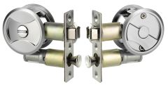 SYMMETRY ROUND CAVITY SLIDING DOOR PRIVACY SET DP Satin Chrome Pearl