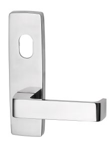 1801 SQUARE END PLATE WITH CYLINDER HOLE & 90 LEVER Polished Brass
