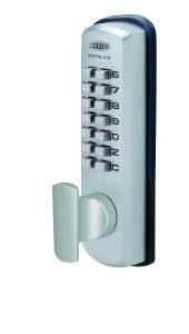 DX DIGITAL KEYPAD WITH 002 DEADLATCH OPEN OUT STRIKE WITH LEVER TP Satin Chrome