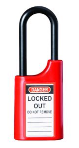 215P 40MM POLY PADLOCK 50MM POLY 6MM DIA SHACKLE - RED 6KD TP No Finish